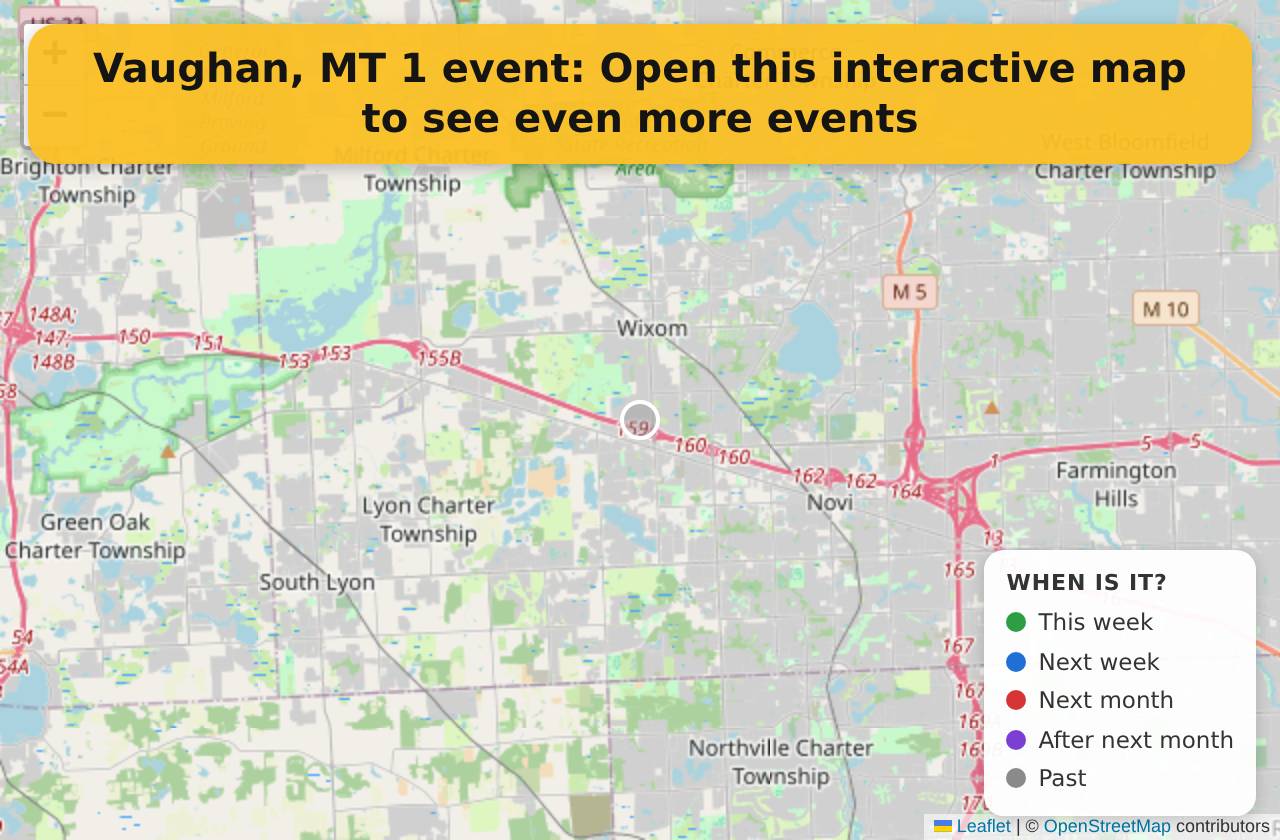 Map of events in Vaughan, MT on the interactive EVENTULIST map