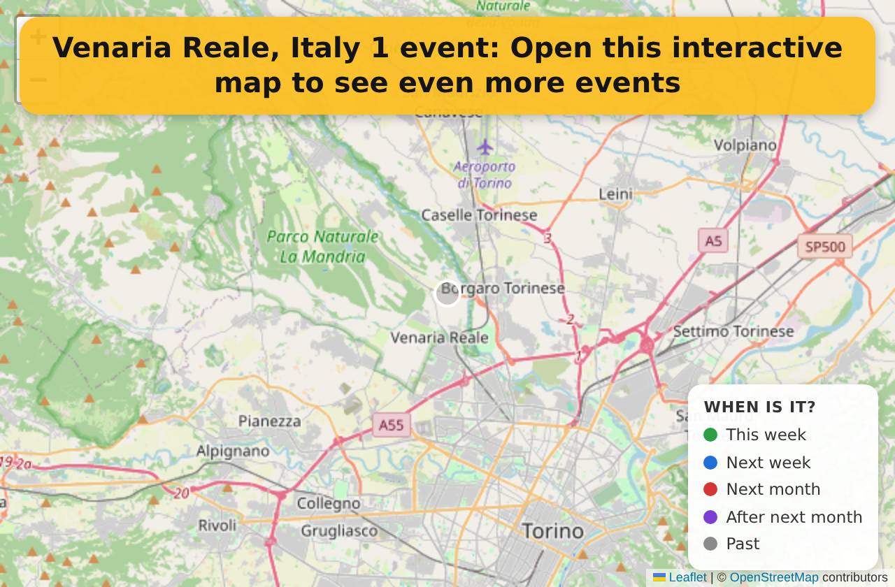 Map of events in Venaria Reale, Italy on the interactive EVENTULIST map