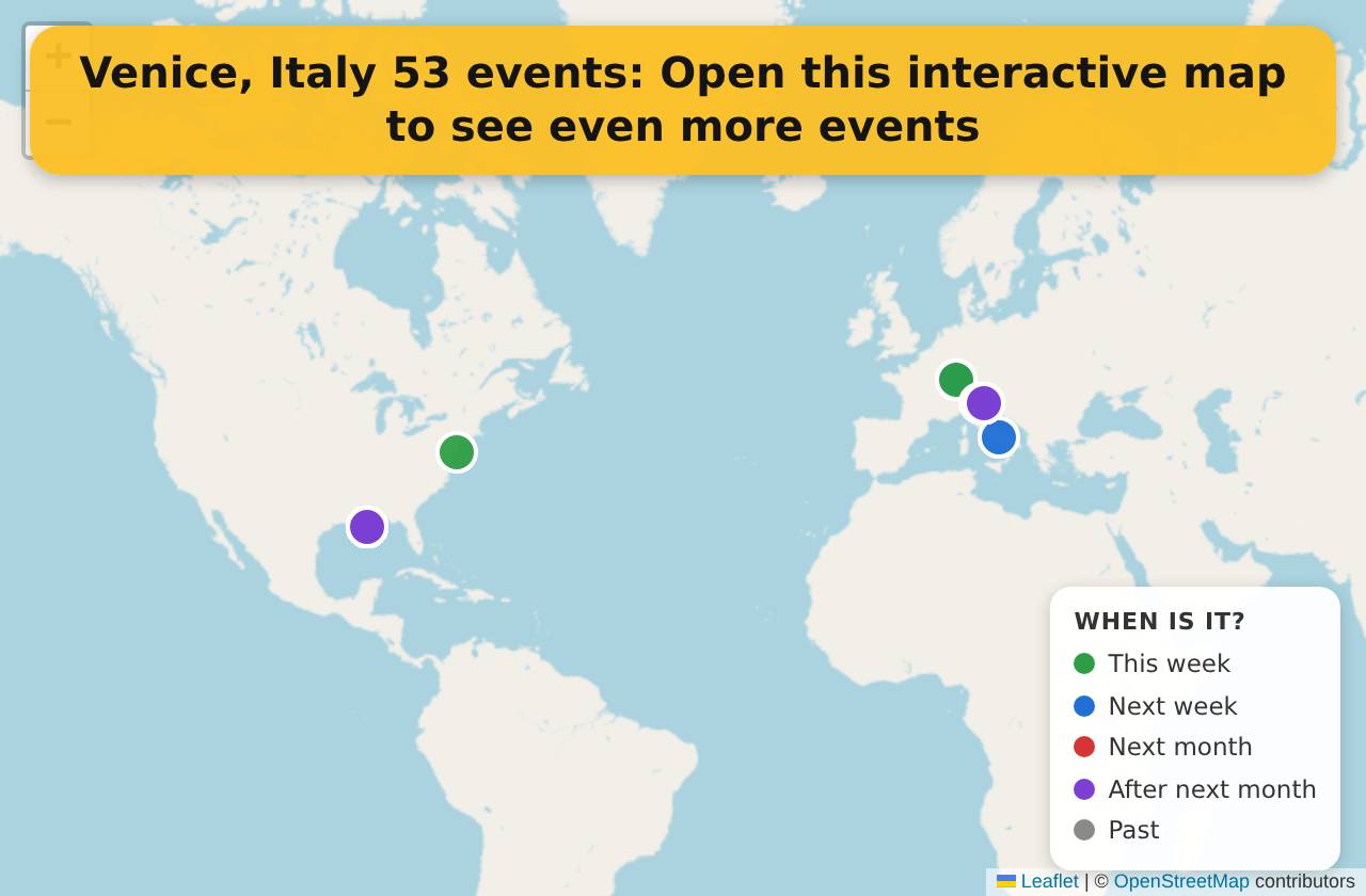 Map of events in Venice, Italy on the interactive EVENTULIST map