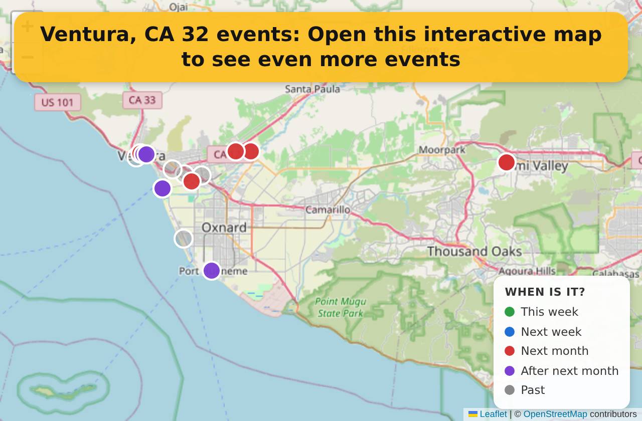 Map of events in Ventura, CA on the interactive EVENTULIST map