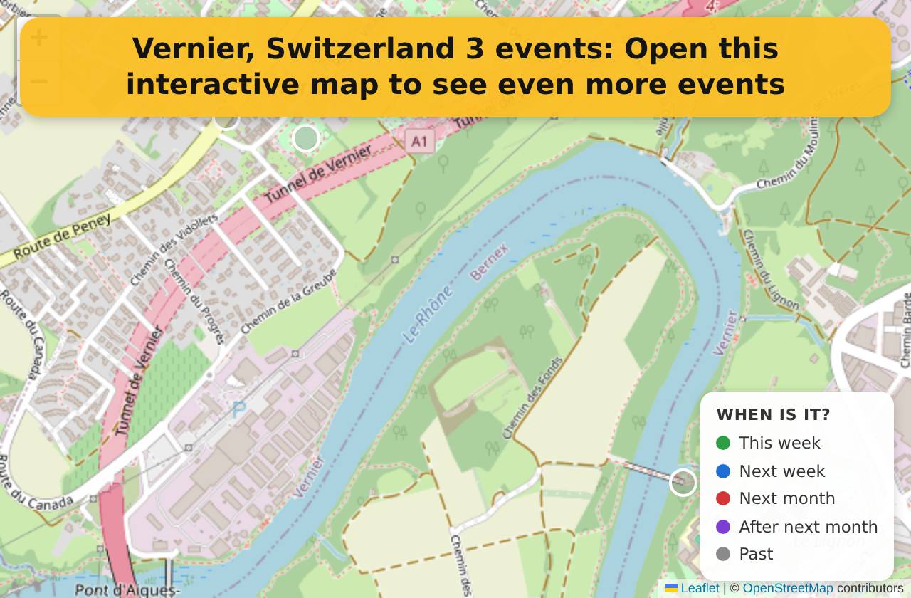 Map of events in Vernier, Switzerland on the interactive EVENTULIST map