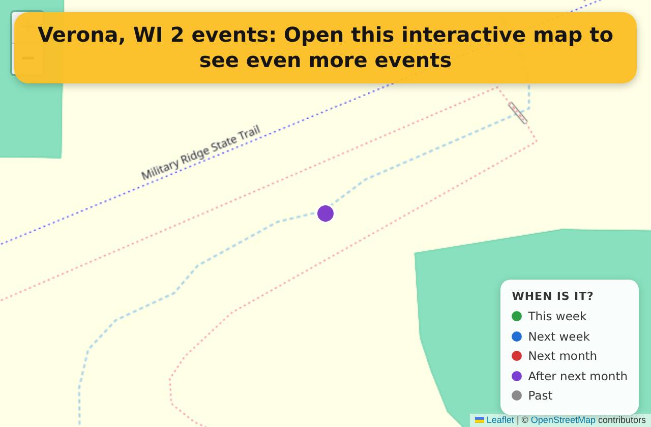 Map of events in Verona, WI on the interactive EVENTULIST map