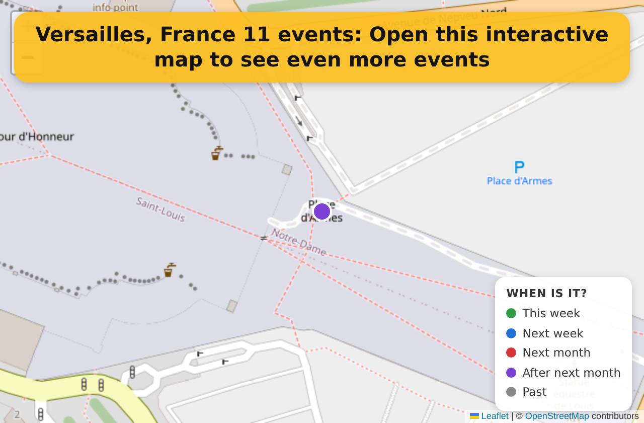 Map of events in Versailles, France on the interactive EVENTULIST map