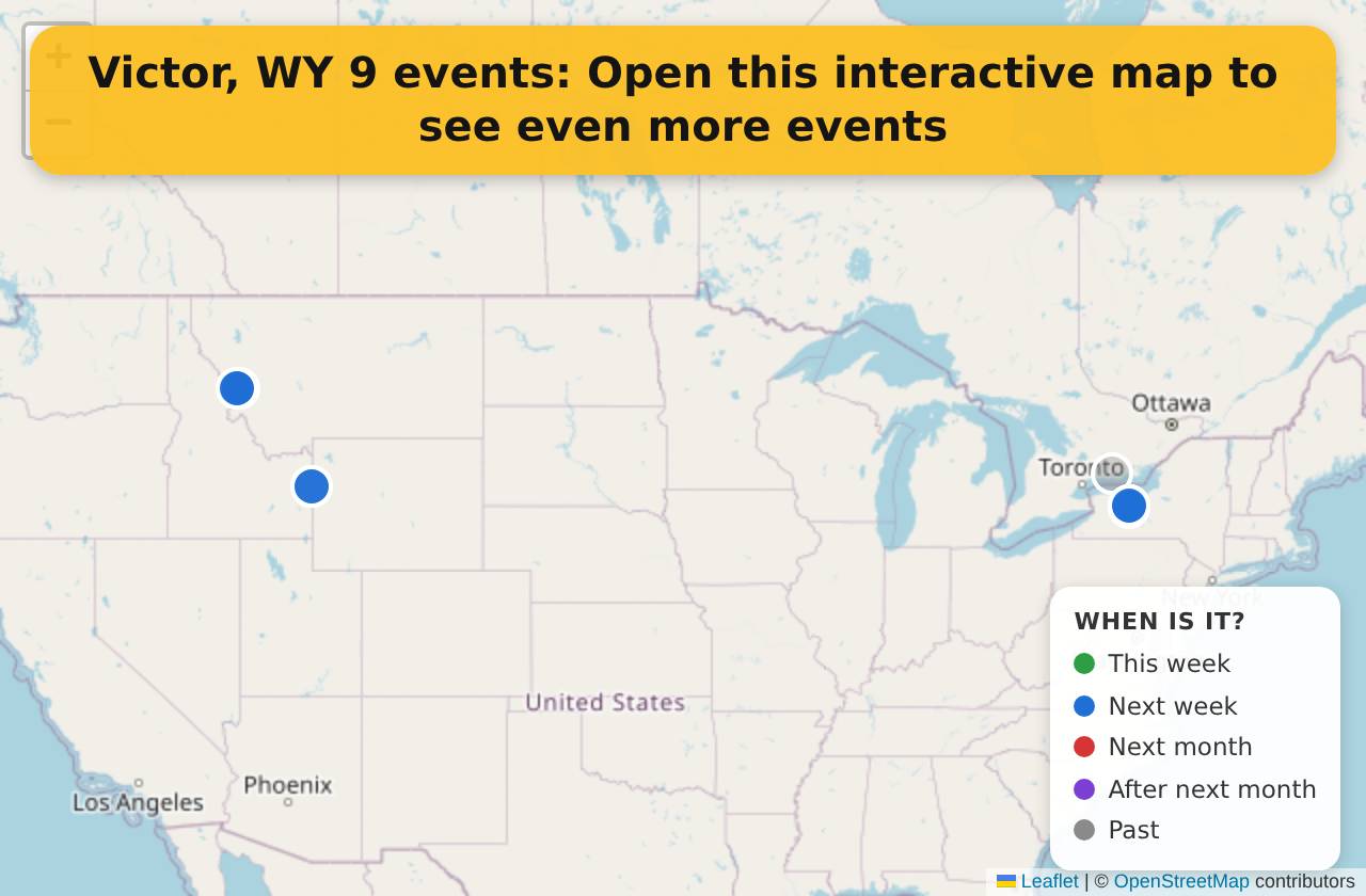 Map of events in Victor, WY on the interactive EVENTULIST map