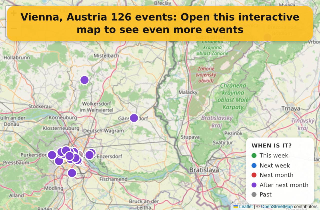 Map of events in Vienna, Austria on the interactive EVENTULIST map