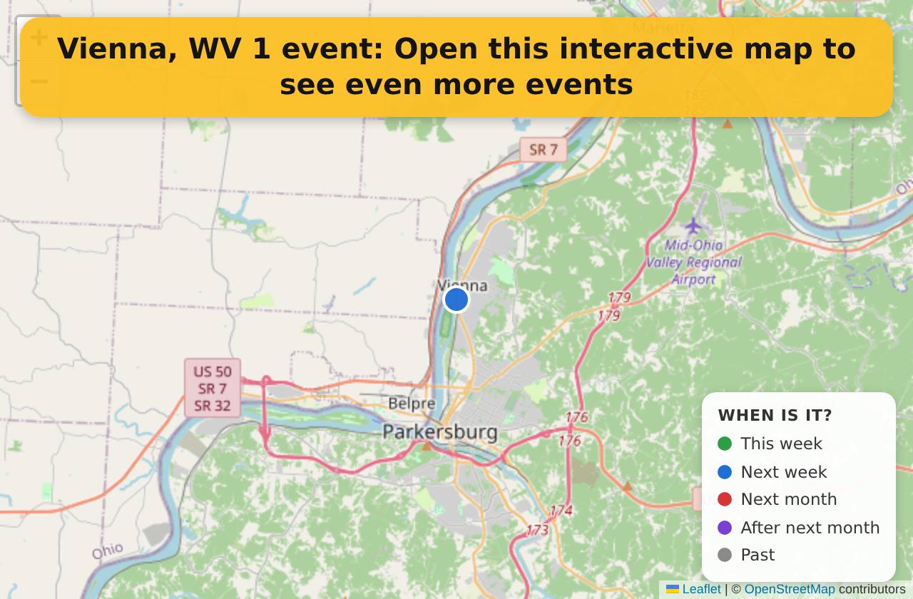 Map of events in Vienna, WV on the interactive EVENTULIST map