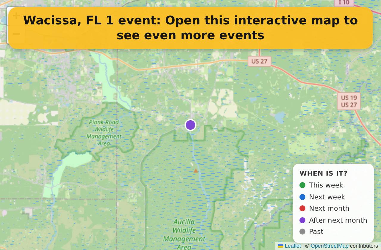 Map of events in Wacissa, FL on the interactive EVENTULIST map