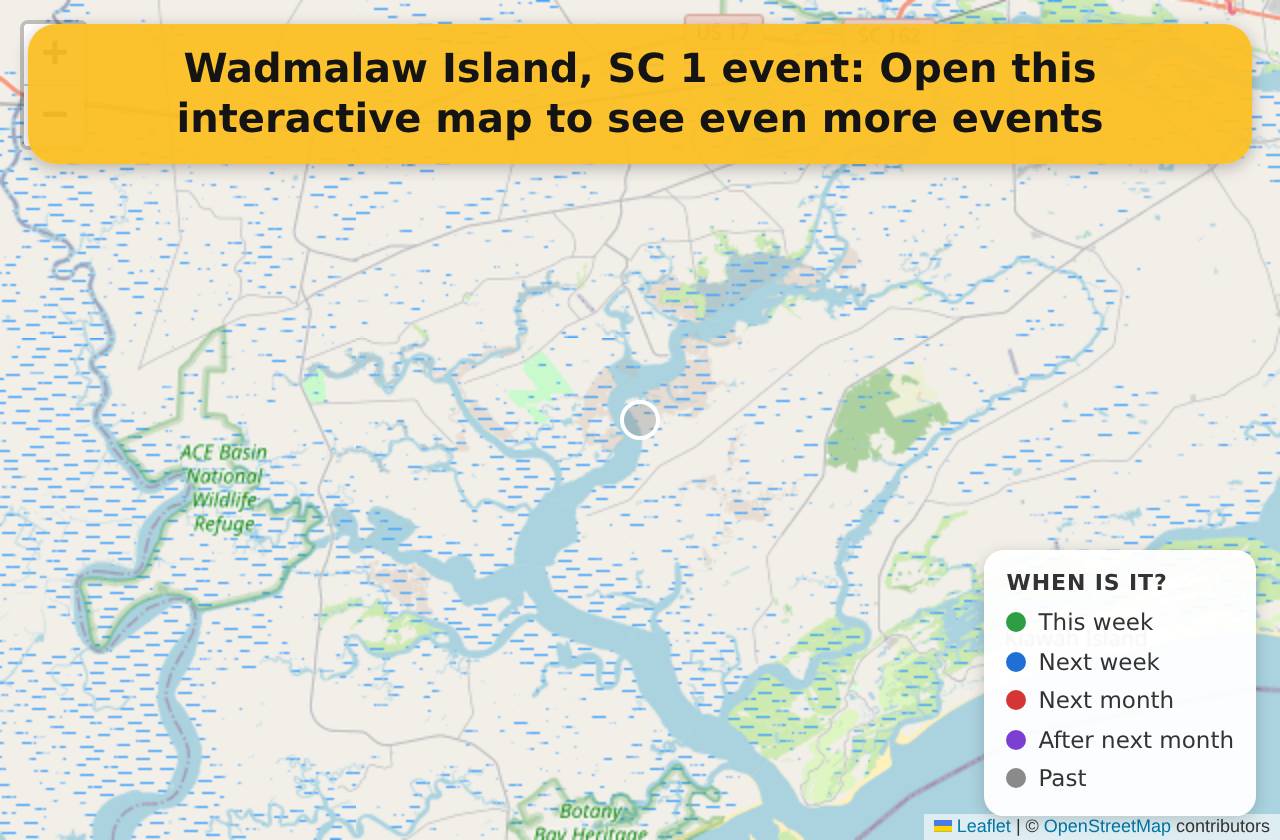 Map of events in Wadmalaw Island, SC on the interactive EVENTULIST map