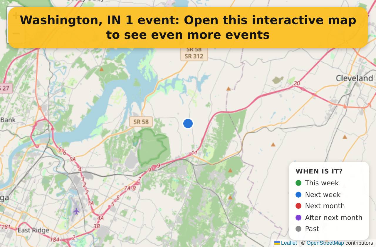 Map of events in Washington, IN on the interactive EVENTULIST map