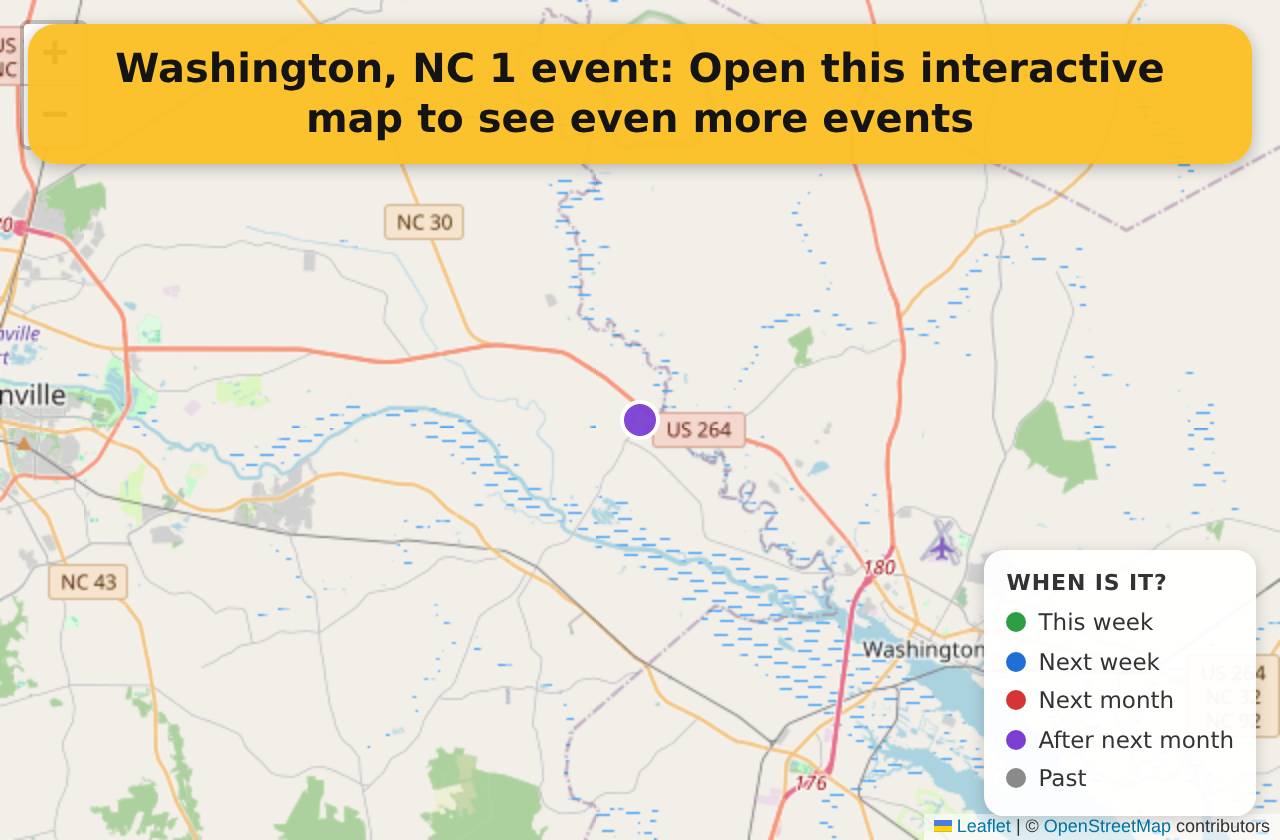 Map of events in Washington, NC on the interactive EVENTULIST map