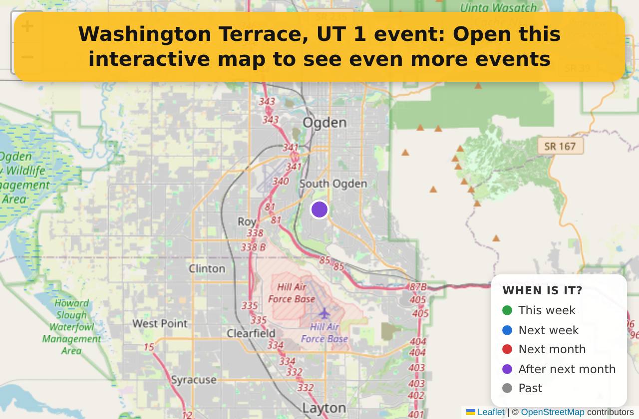 Map of events in Washington Terrace, UT on the interactive EVENTULIST map