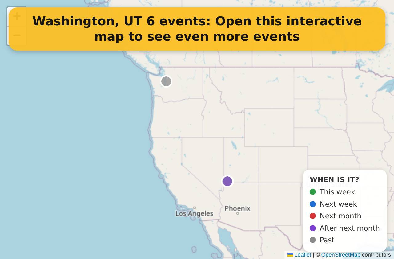 Map of events in Washington, UT on the interactive EVENTULIST map