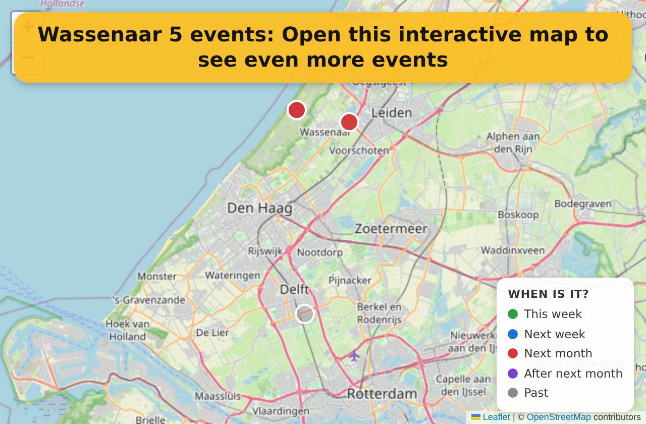 Map of events in Wassenaar on the interactive EVENTULIST map
