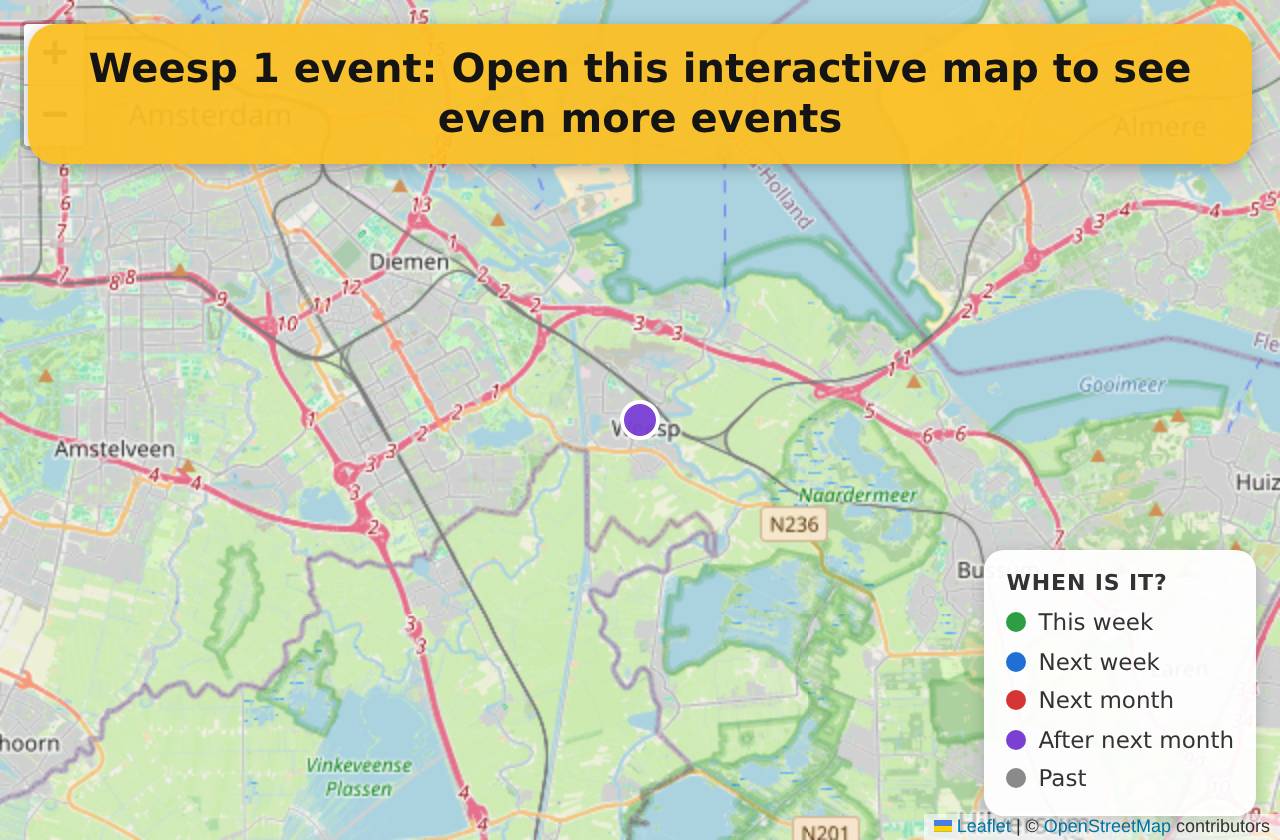 Map of events in Weesp on the interactive EVENTULIST map