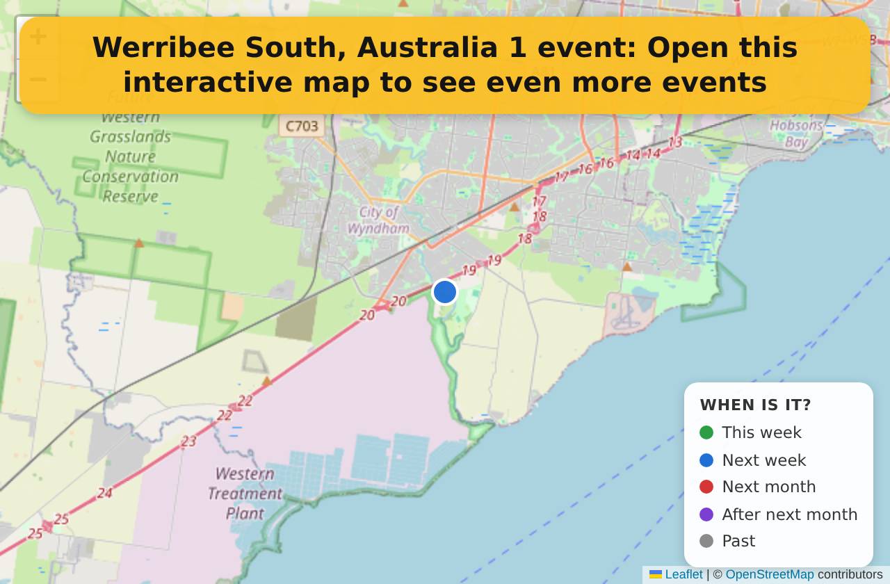 Map of events in Werribee South, Australia on the interactive EVENTULIST map