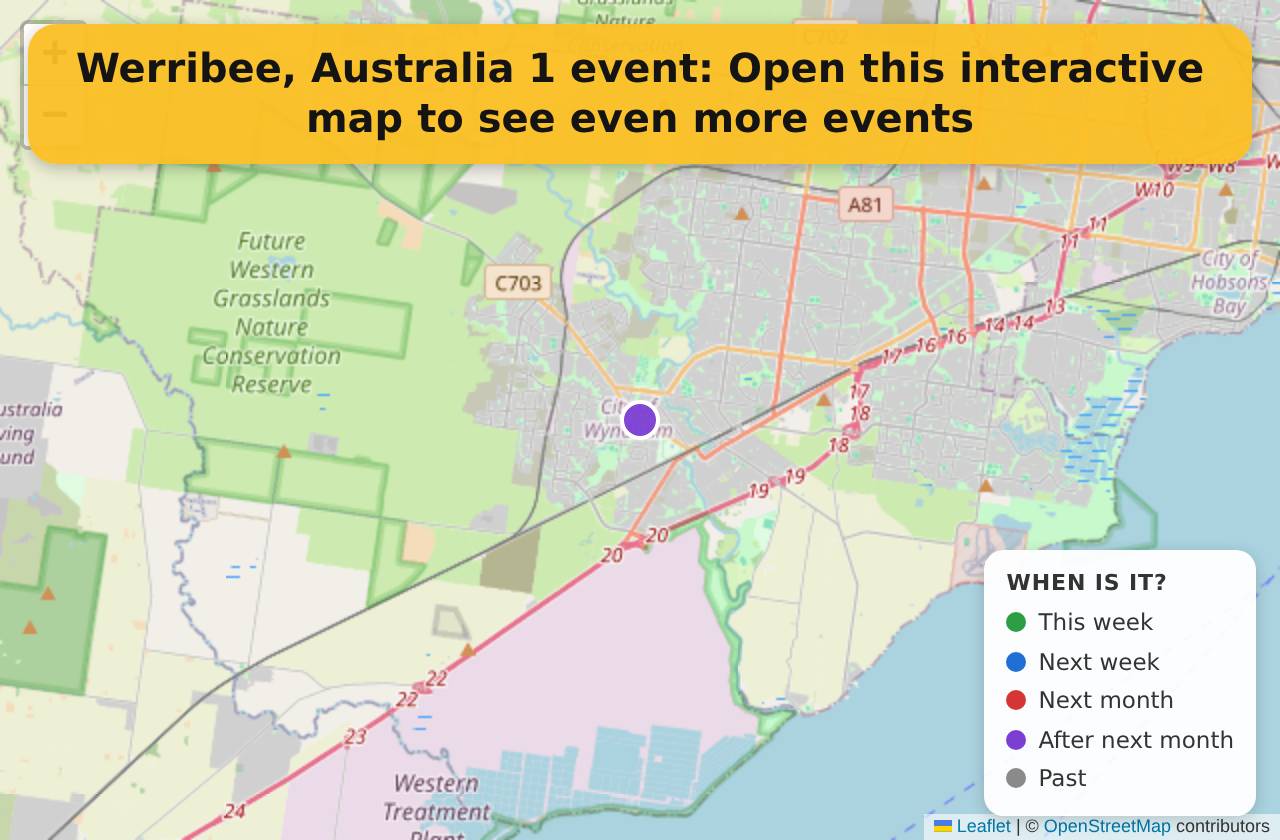 Map of events in Werribee, Australia on the interactive EVENTULIST map