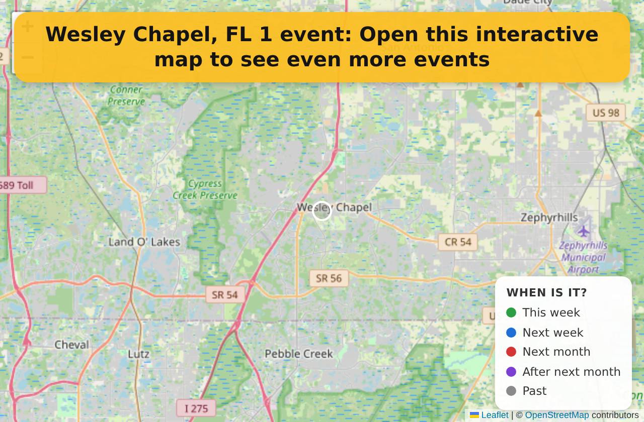 Map of events in Wesley Chapel, FL on the interactive EVENTULIST map