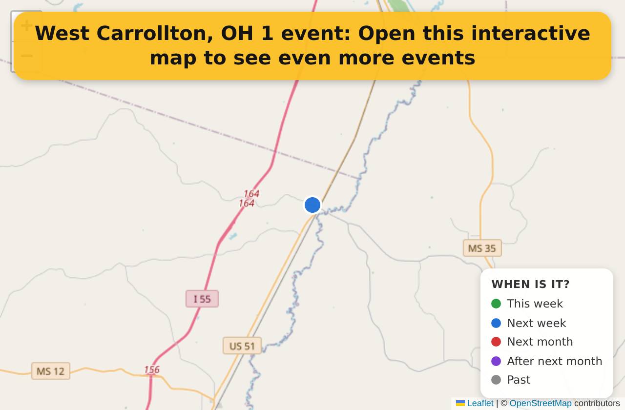 Map of events in West Carrollton, OH on the interactive EVENTULIST map