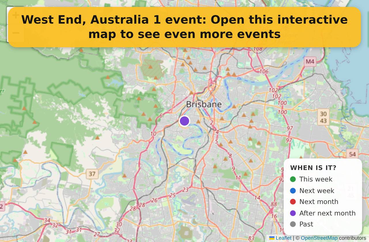 Map of events in West End, Australia on the interactive EVENTULIST map
