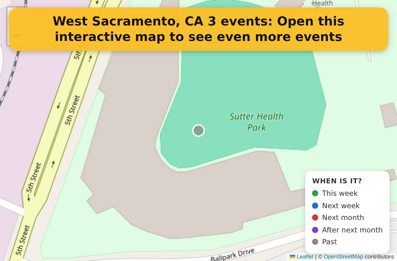 Map of events in West Sacramento, CA on the interactive EVENTULIST map