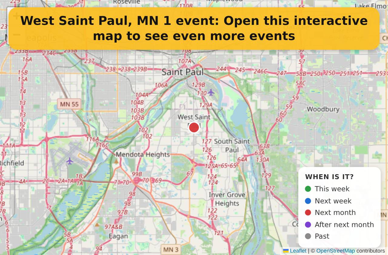 Map of events in West Saint Paul, MN on the interactive EVENTULIST map