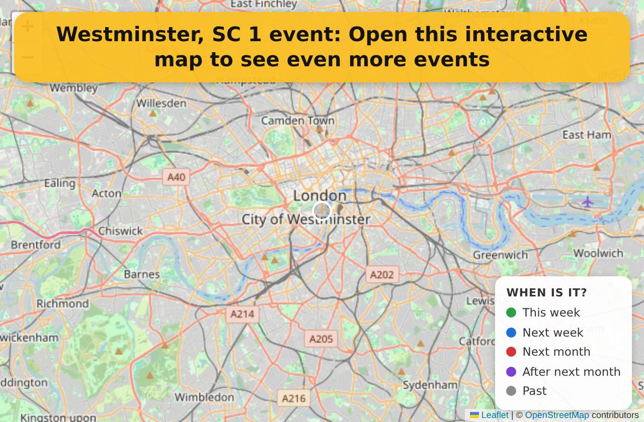 Map of events in Westminster, SC on the interactive EVENTULIST map