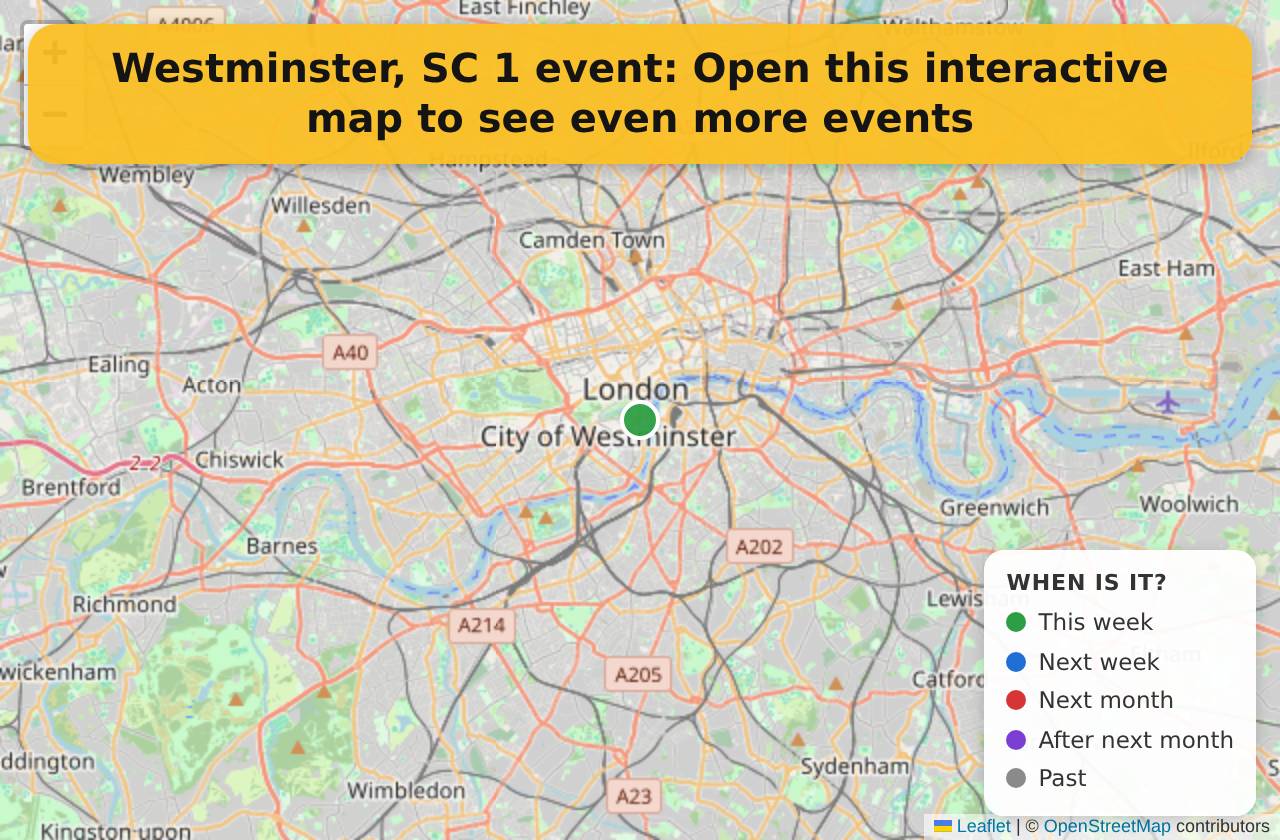 Map of events in Westminster, SC on the interactive EVENTULIST map
