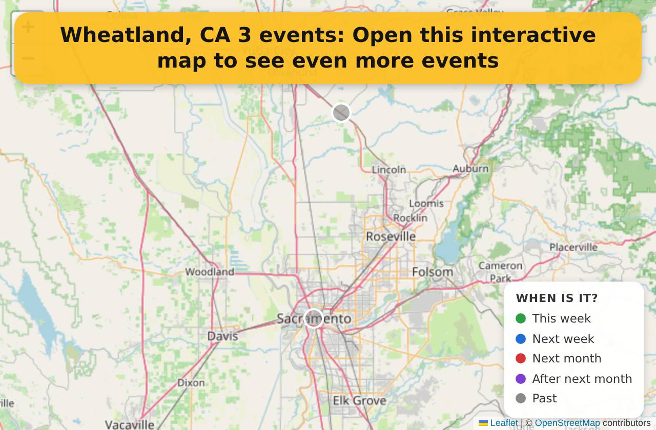 Map of events in Wheatland, CA on the interactive EVENTULIST map