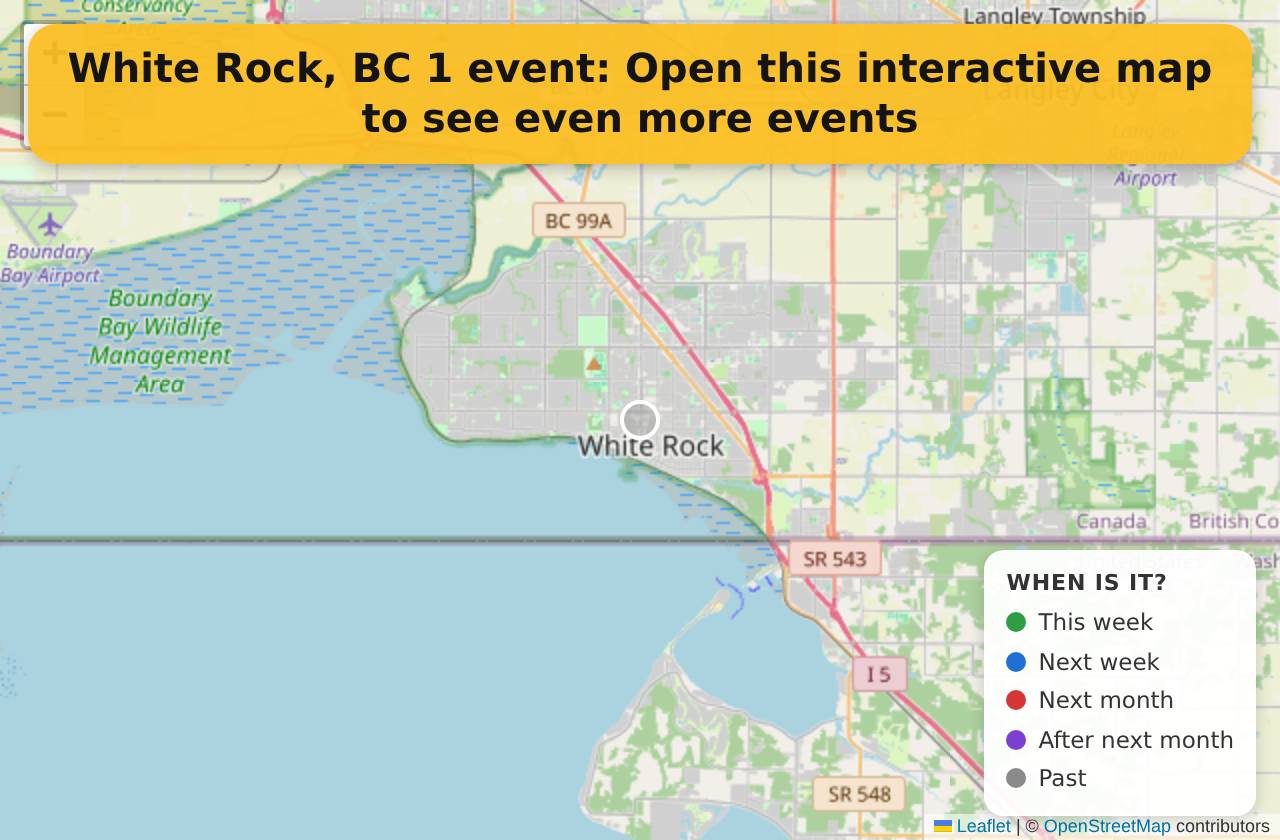 Map of events in White Rock, BC on the interactive EVENTULIST map
