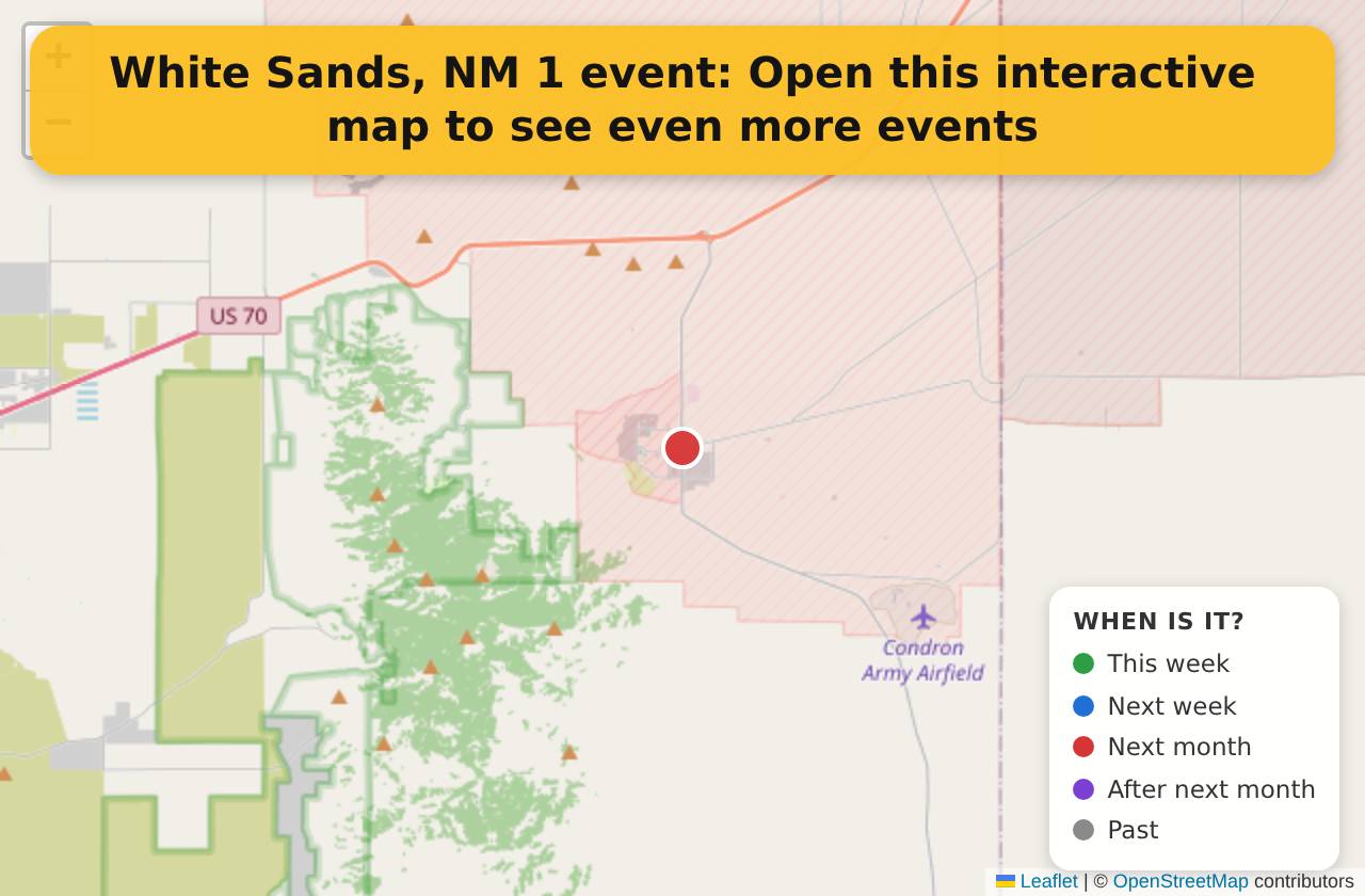 Map of events in White Sands, NM on the interactive EVENTULIST map