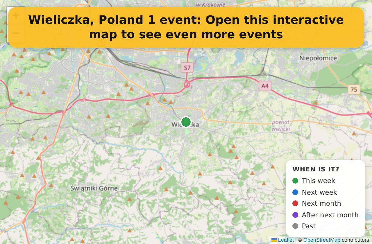 Map of events in Wieliczka, Poland on the interactive EVENTULIST map