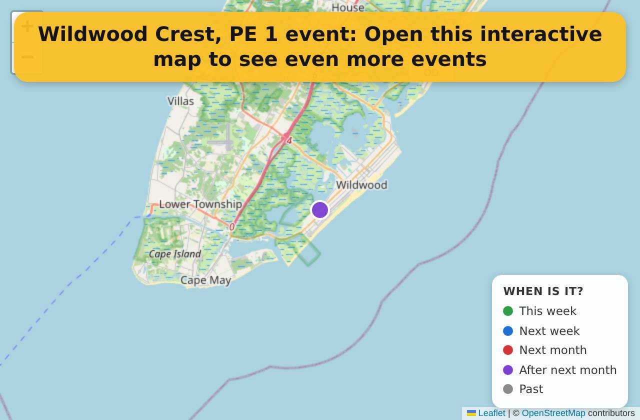 Map of events in Wildwood Crest, PE on the interactive EVENTULIST map