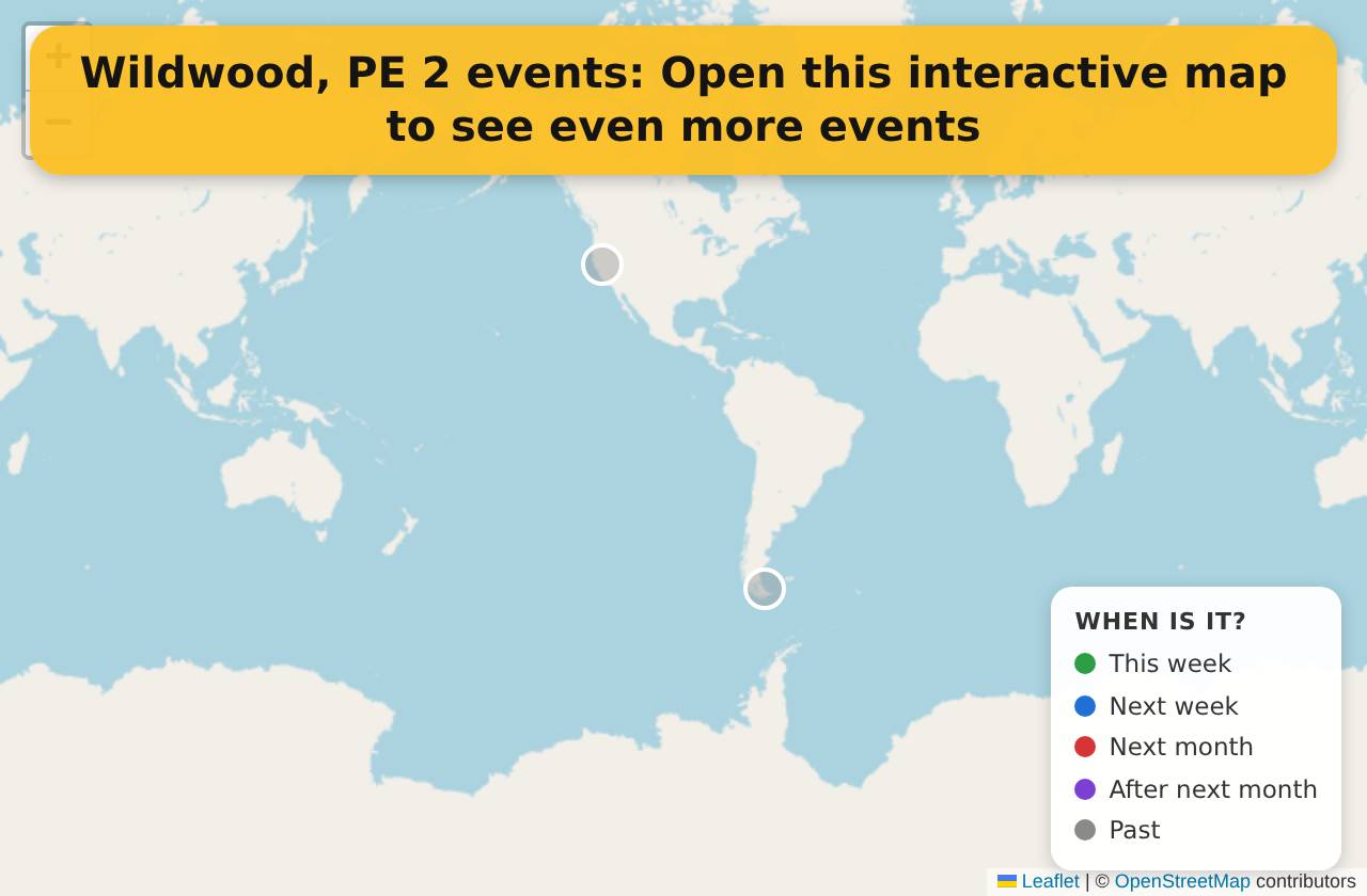 Map of events in Wildwood, PE on the interactive EVENTULIST map