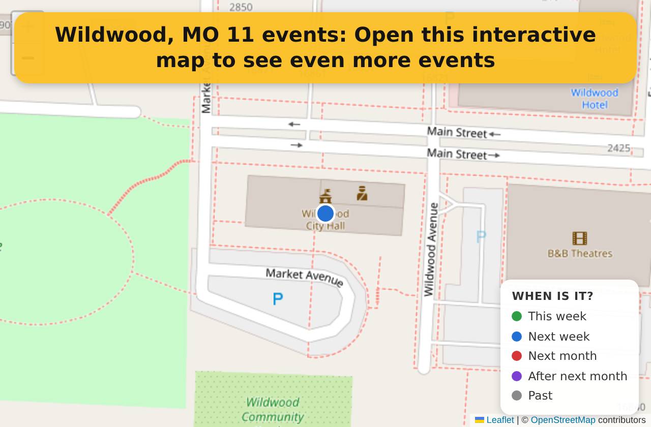 Map of events in Wildwood, MO on the interactive EVENTULIST map