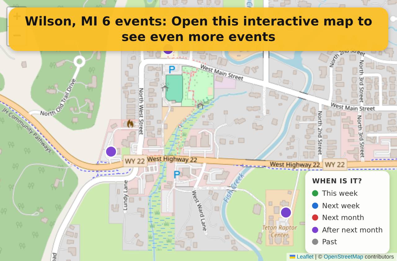 Map of events in Wilson, MI on the interactive EVENTULIST map