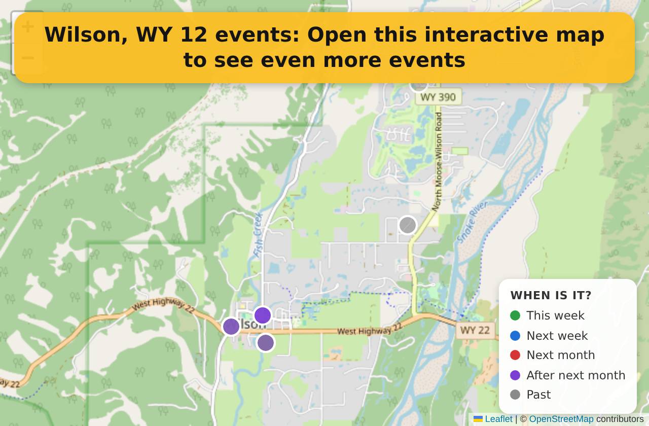 Map of events in Wilson, WY on the interactive EVENTULIST map