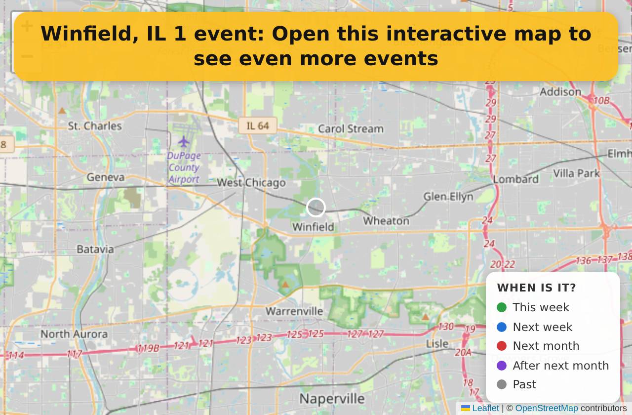 Map of events in Winfield, IL on the interactive EVENTULIST map