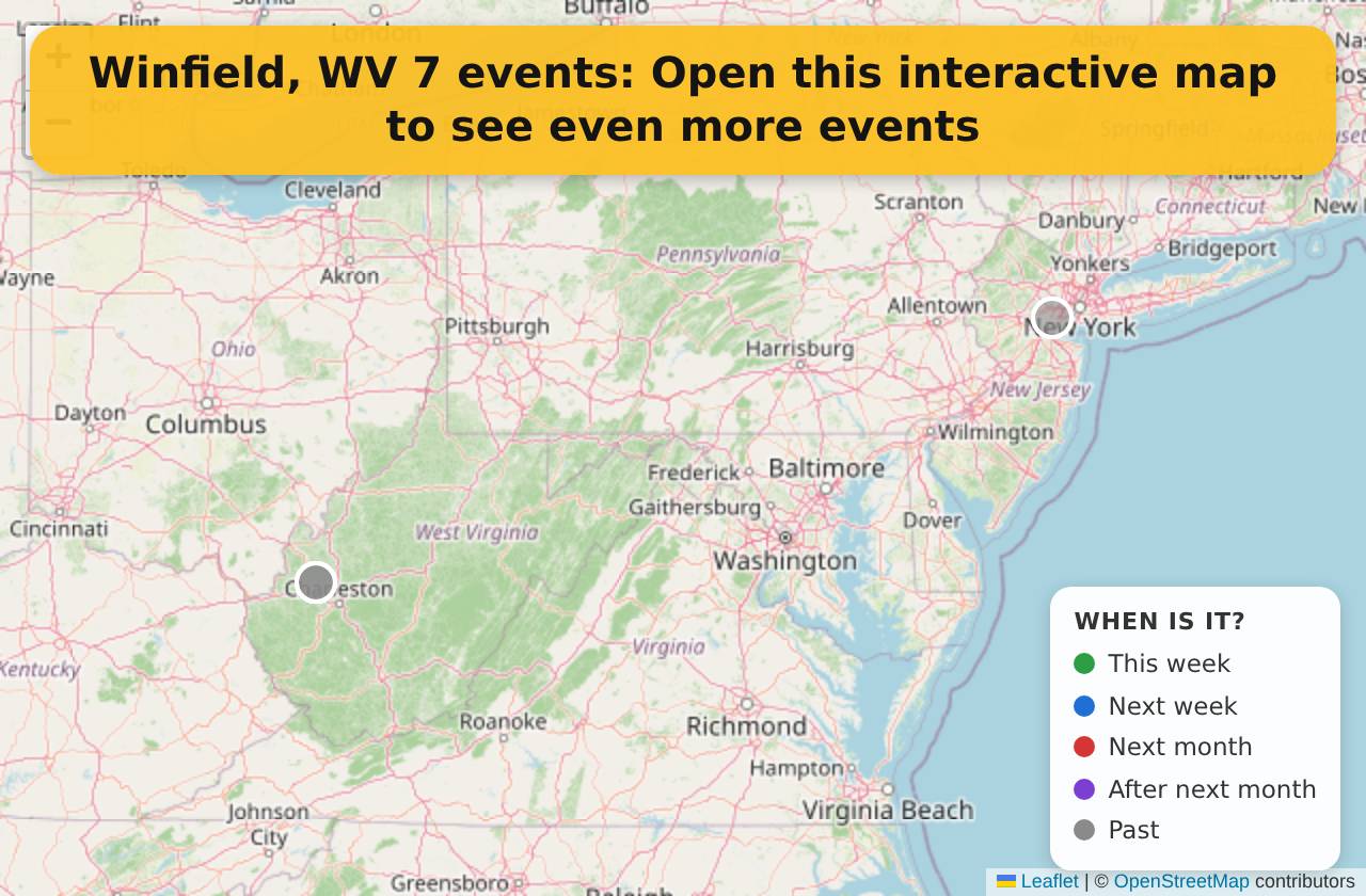 Map of events in Winfield, WV on the interactive EVENTULIST map