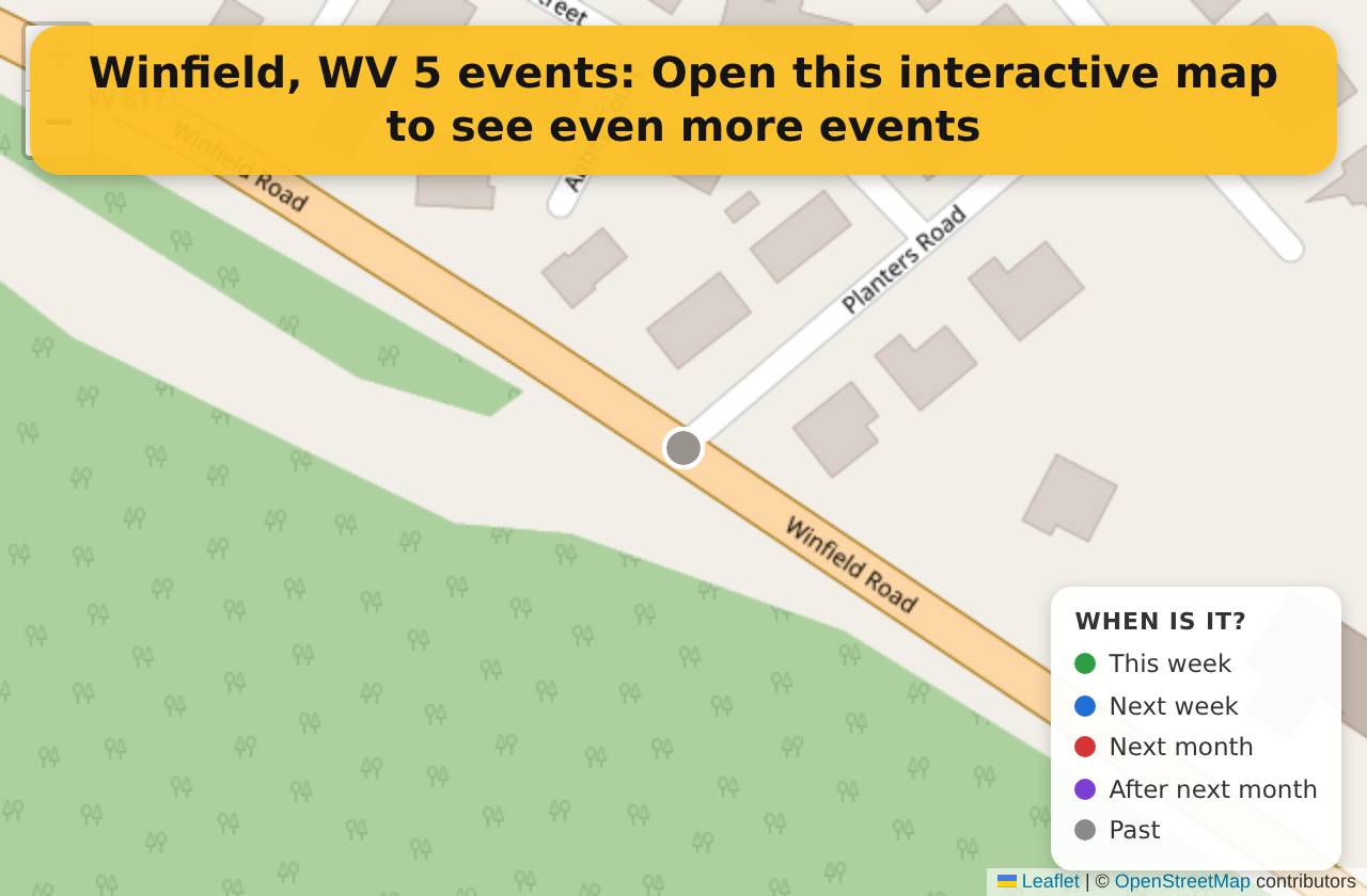 Map of events in Winfield, WV on the interactive EVENTULIST map