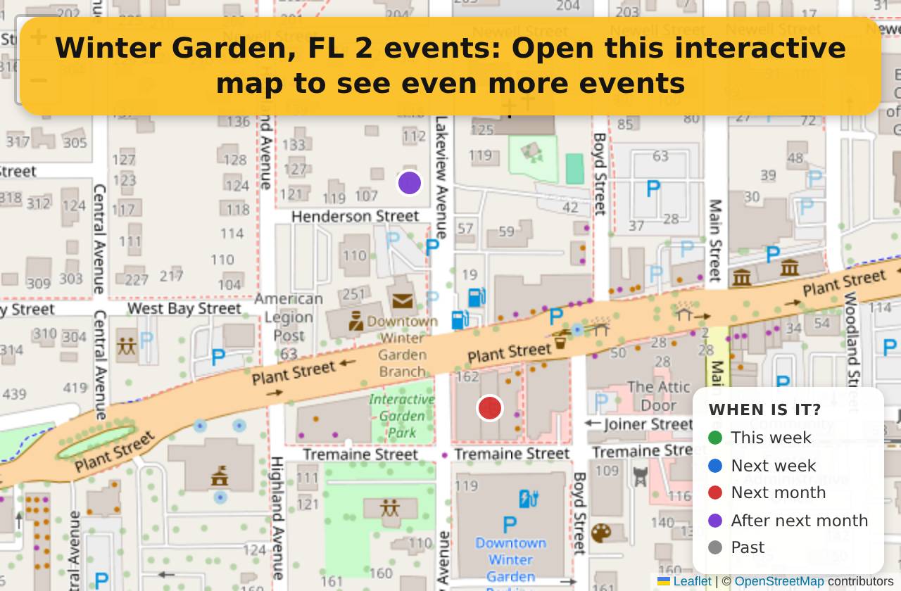 Map of events in Winter Garden, FL on the interactive EVENTULIST map