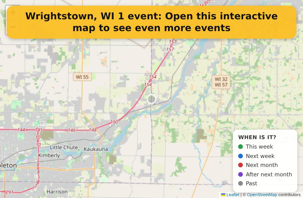 Map of events in Wrightstown, WI on the interactive EVENTULIST map