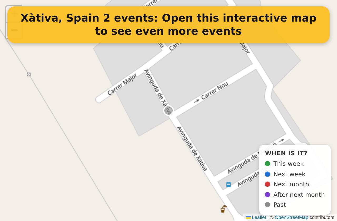 Map of events in Xàtiva, Spain on the interactive EVENTULIST map