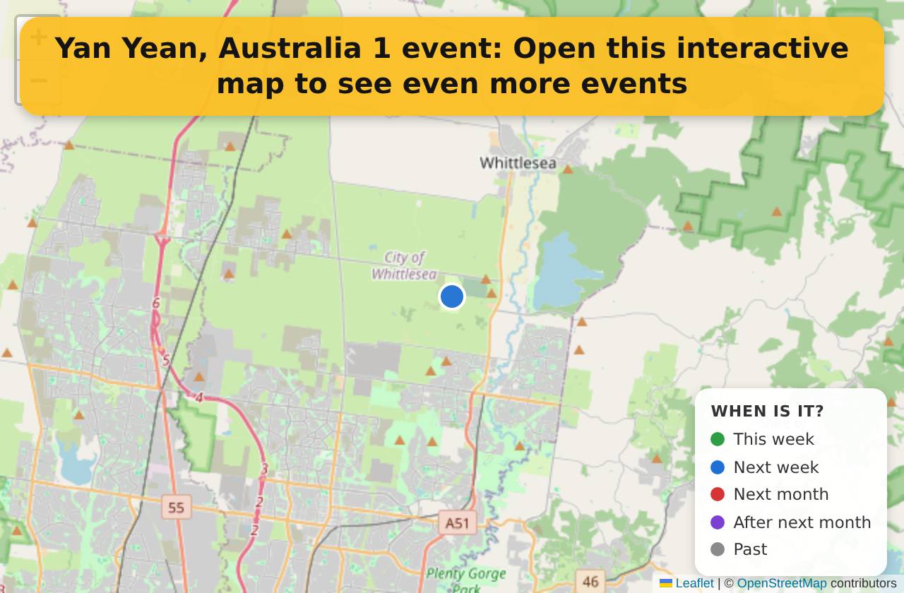 Map of events in Yan Yean, Australia on the interactive EVENTULIST map