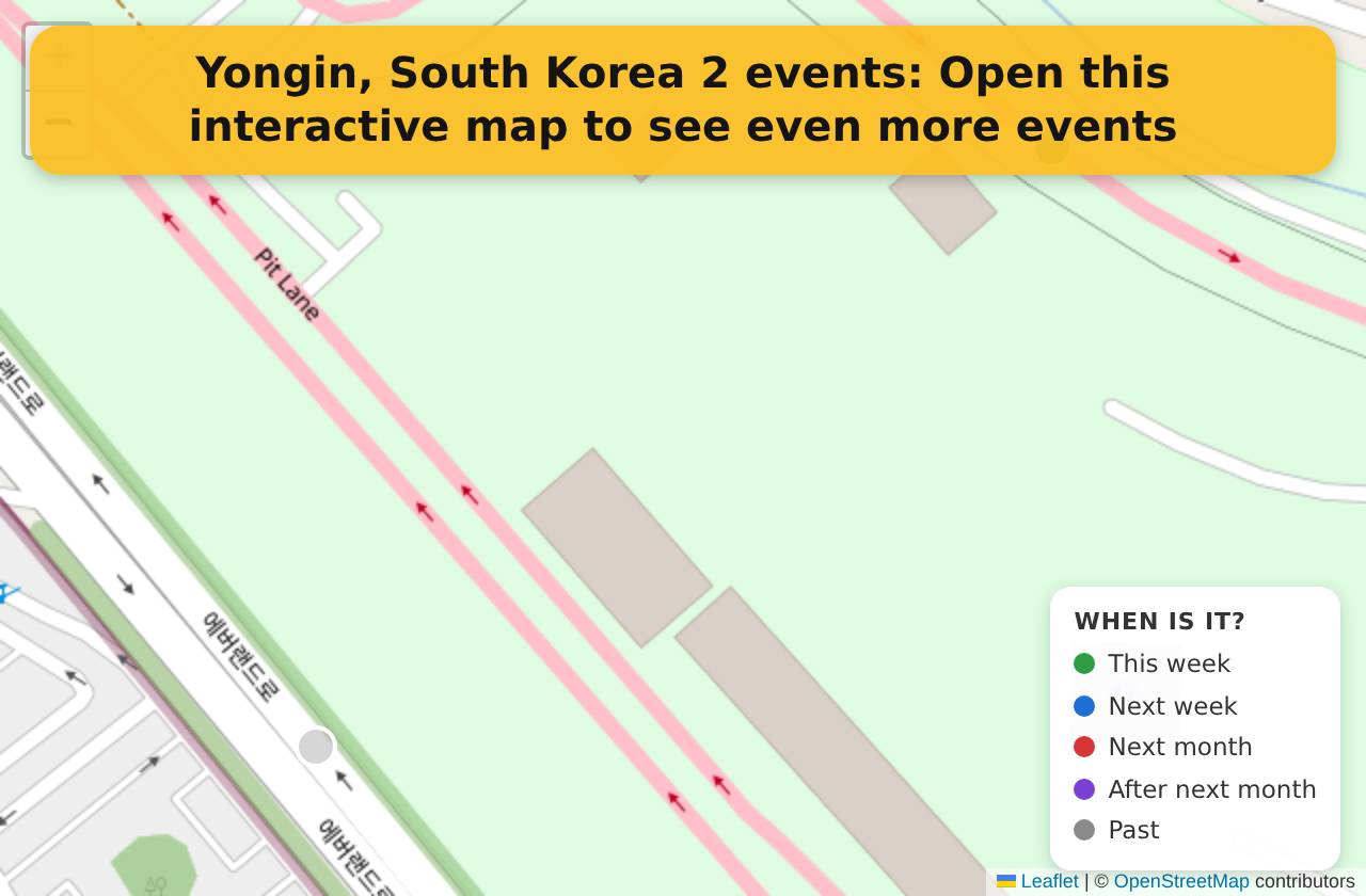 Map of events in Yongin, South Korea on the interactive EVENTULIST map