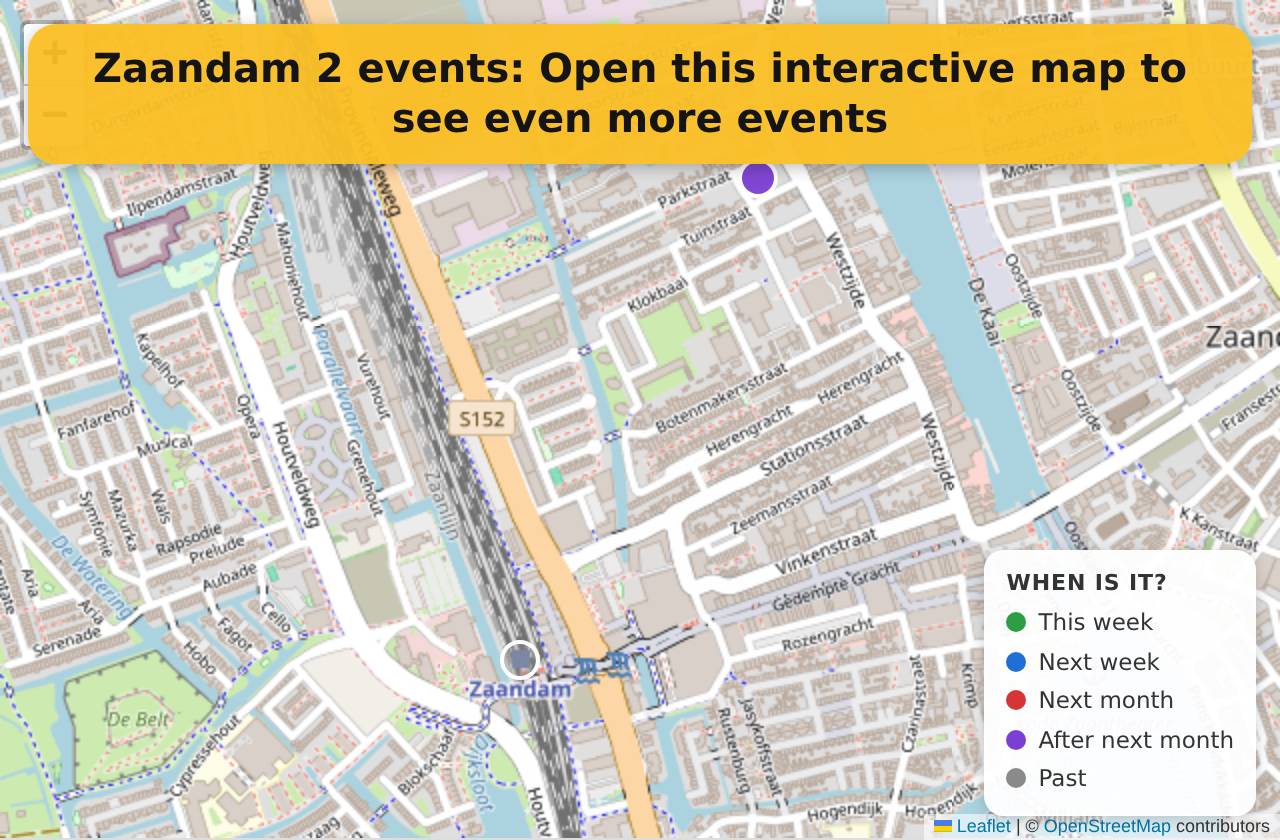 Map of events in Zaandam on the interactive EVENTULIST map