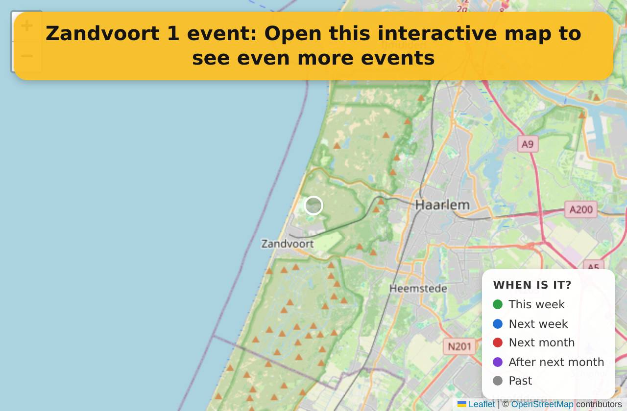 Map of events in Zandvoort on the interactive EVENTULIST map
