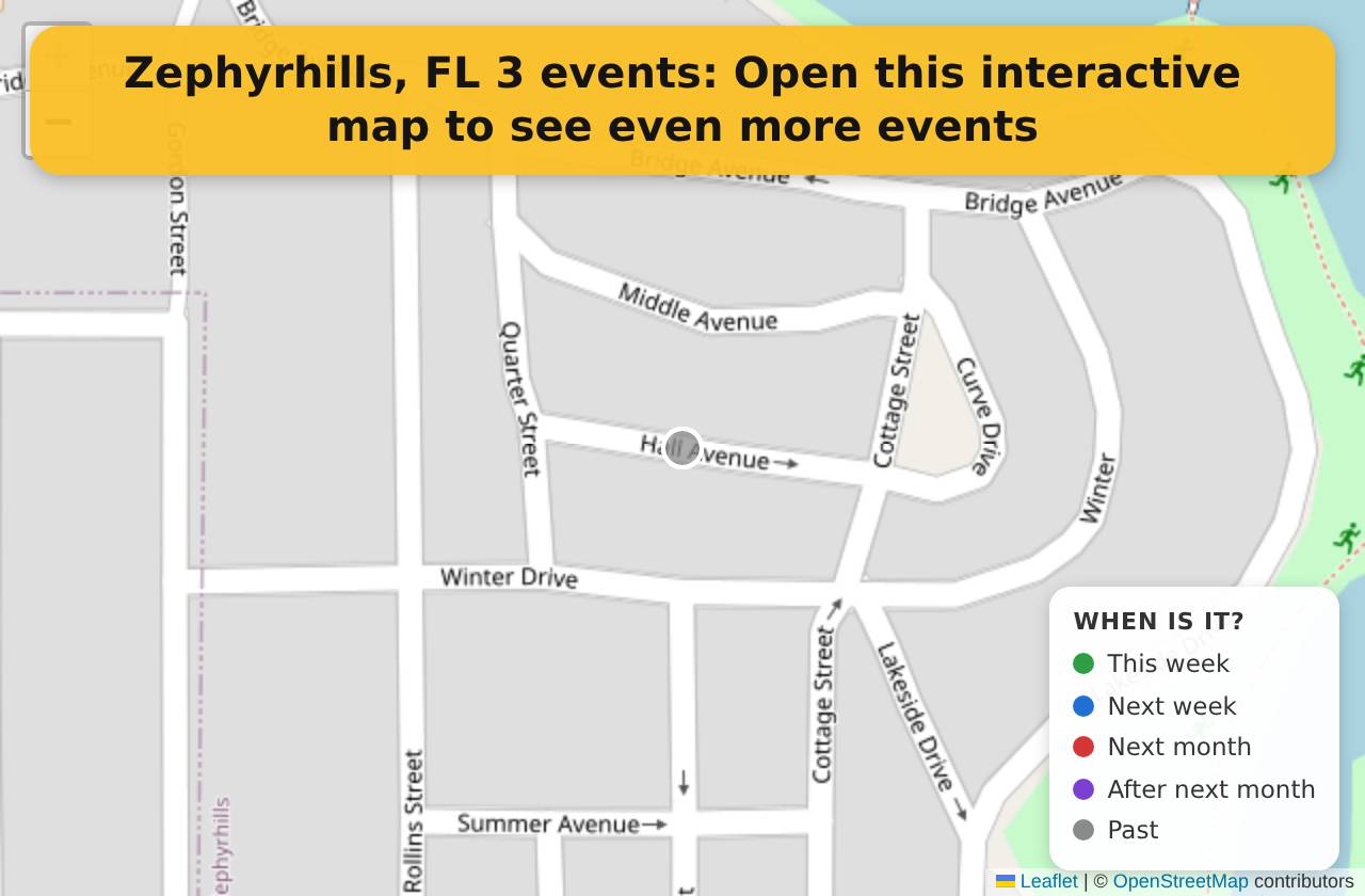 Map of events in Zephyrhills, FL on the interactive EVENTULIST map