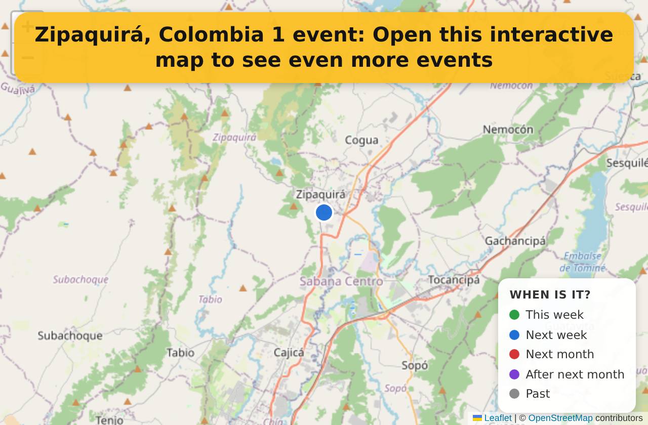Map of events in Zipaquirá, Colombia on the interactive EVENTULIST map
