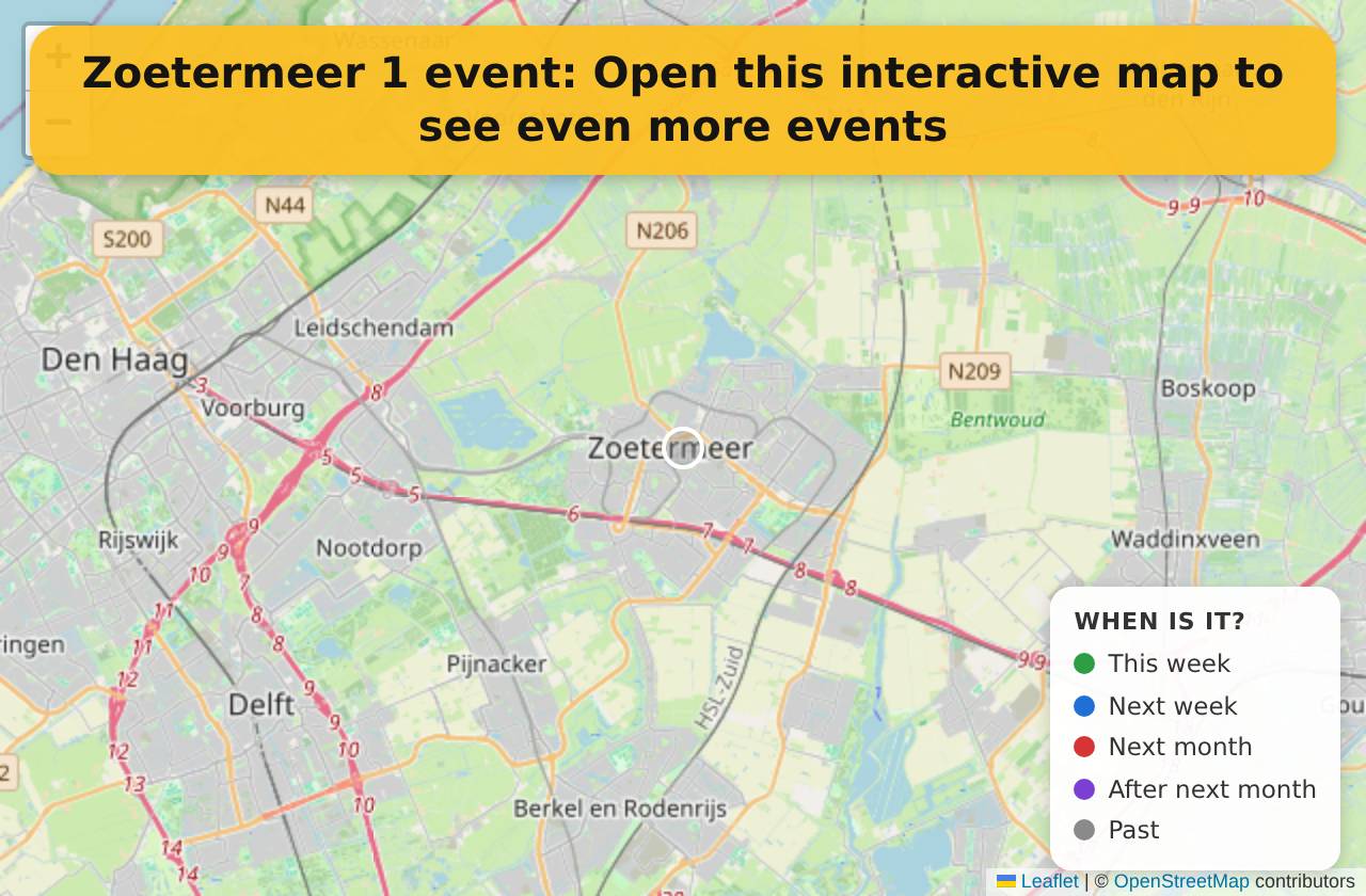 Map of events in Zoetermeer on the interactive EVENTULIST map